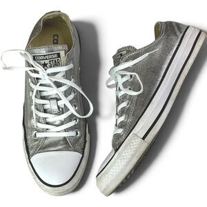 Converse Silver All Star Sneaker Womens 6.5 Metallic Low Top 153180F